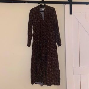 Maxi long sleeve bohemian dark floral dress